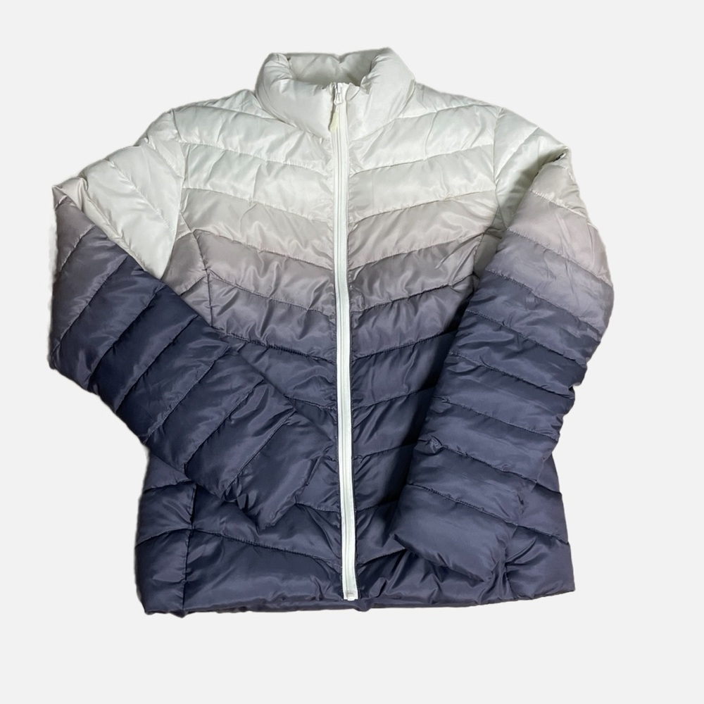Zyia Active Women's Blanca Peak Puffer Jacket Ombré Purple Medium Zipper NWOT